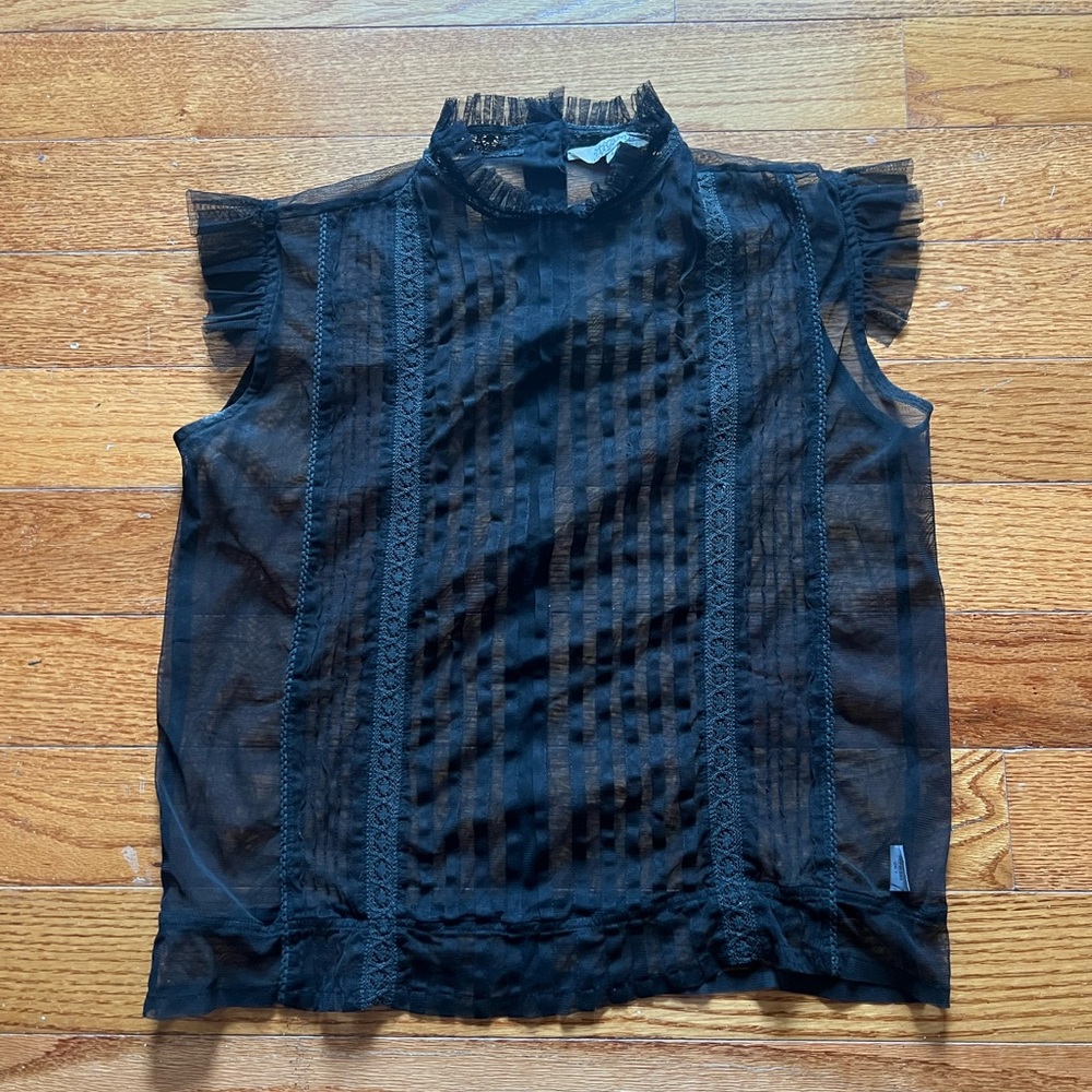 Black Tramp Mesh See-Through Top size L